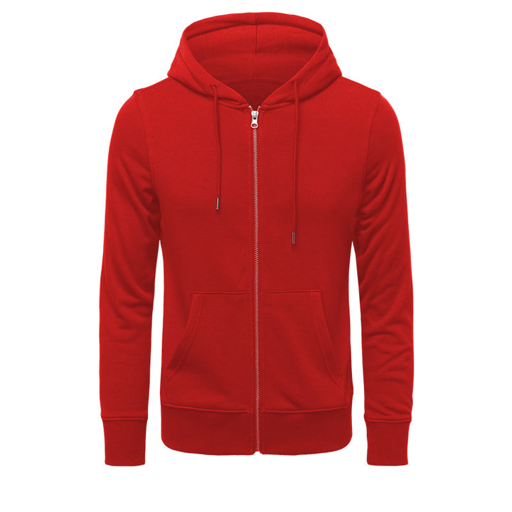 Herren nan schmal geschnittener Zip-Hoodie mit Metall-Reißverschluss, doppellagiger Kapuze und Kängurutasche Drune