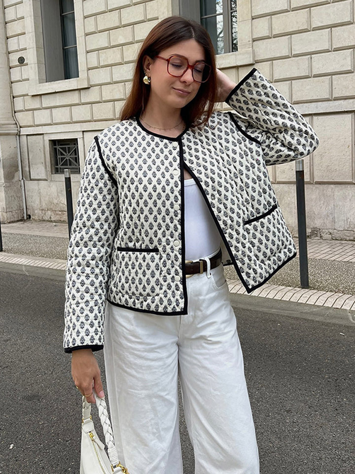 Damen gesteppte Jacke mit elegantem Muster und praktischem Taschen-Design Drune