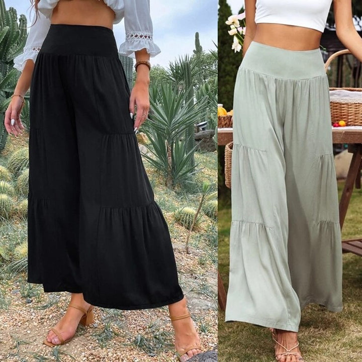 Damen Weite Sommerhose mit luftiger Schnittführung und elastischem Bund Drune