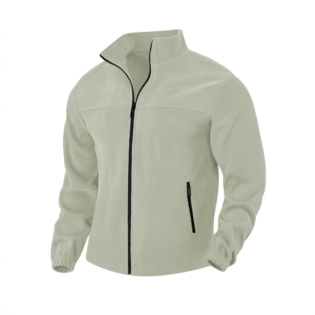 Herren nan warme Fleecejacke mit Reißverschluss, Stehkragen und Reißverschlusstaschen Drune