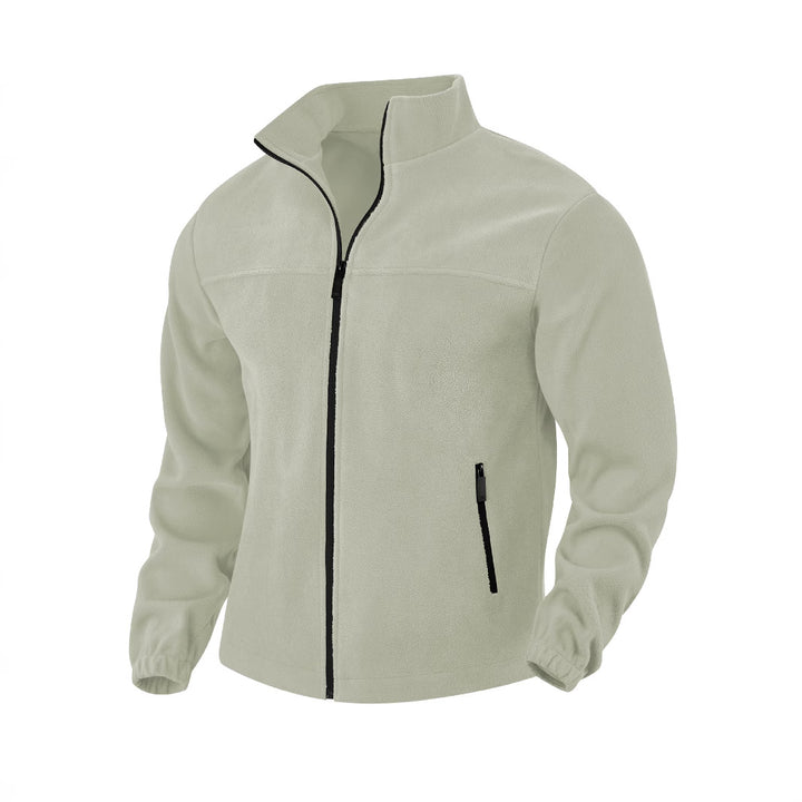 Herren nan warme Fleecejacke mit Reißverschluss, Stehkragen und Reißverschlusstaschen Drune