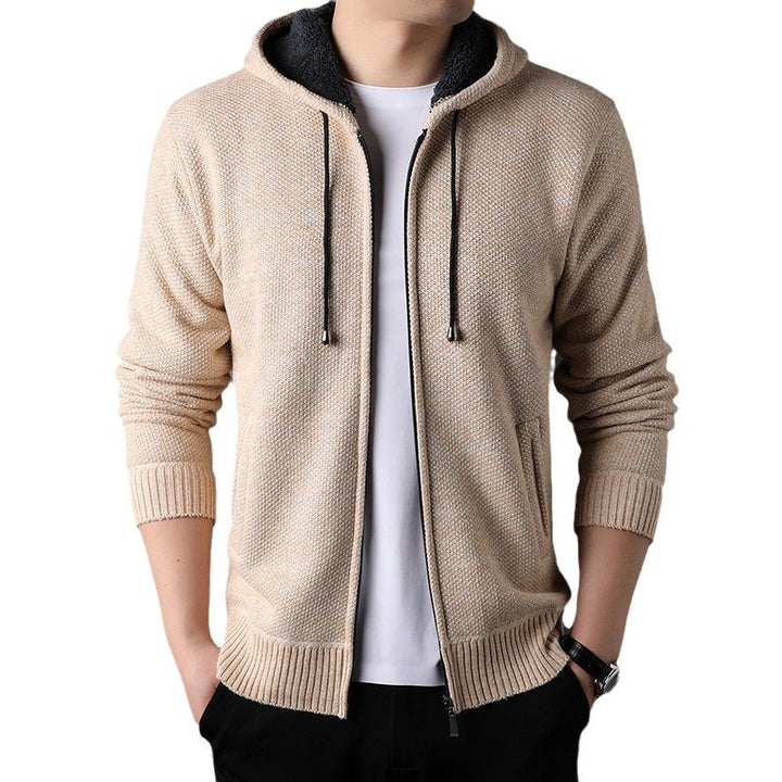 Herren modische Strickjacke mit Kapuze und weich gefüttertem Innenfutter Drune