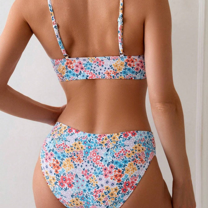 Damen High-Waist Bikini-Set mit floralem Design und komfortablen Trägern Drune