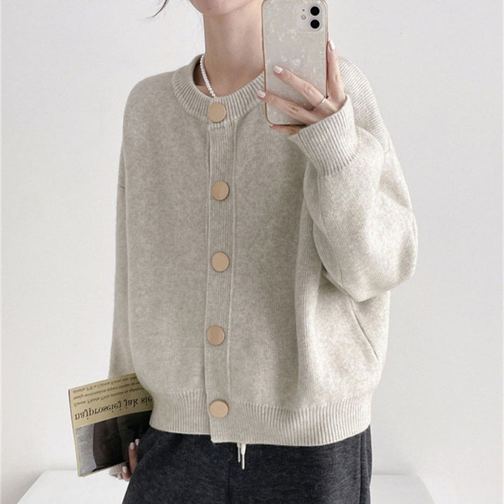 Damen Kuscheliger Strickcardigan mit Knopfdesign und feiner Textur Drune
