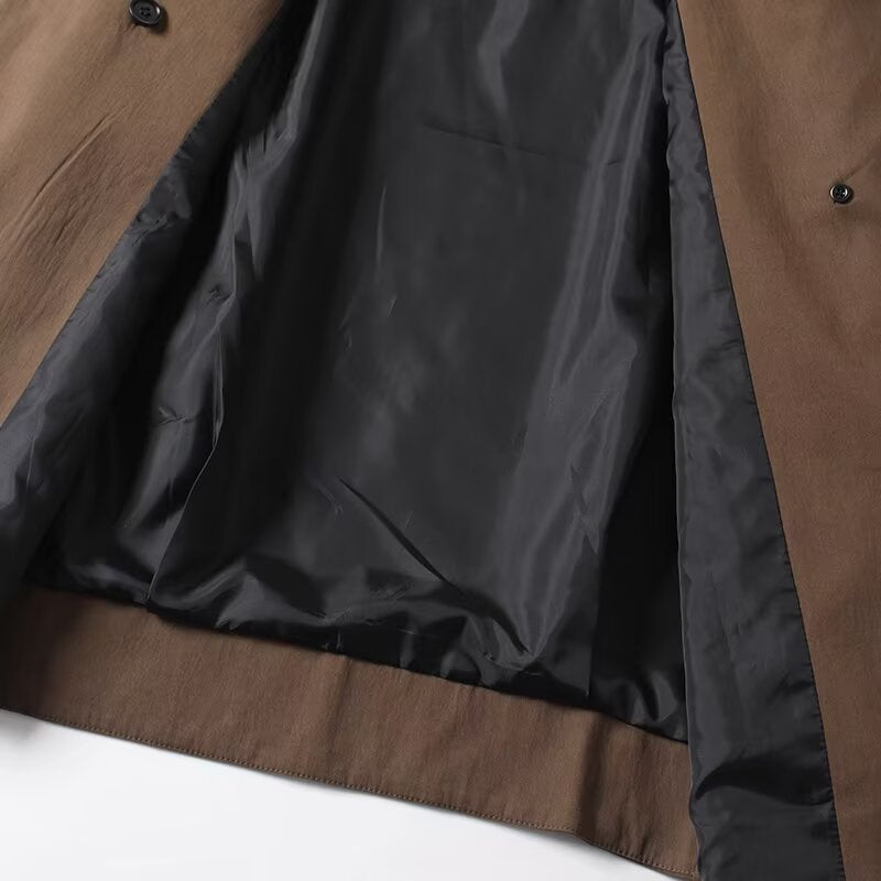 Damen modische Oversized-Trenchjacke mit doppelter Knopfleiste und Taillengürtel Drune