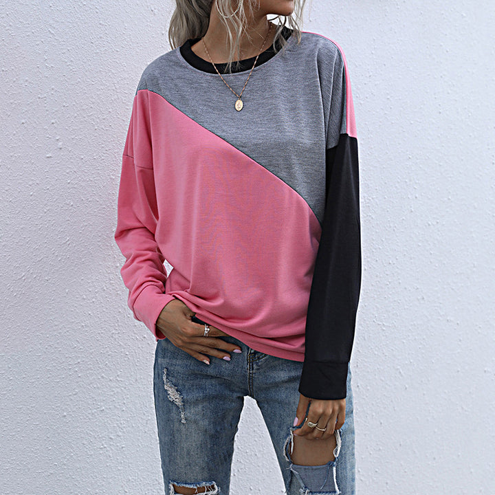 Damen modisches Sweatshirt mit kontrastierenden Farbblöcken Drune