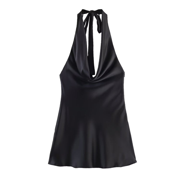 Damen Chic Haltertop aus hochwertigem Satin Drune