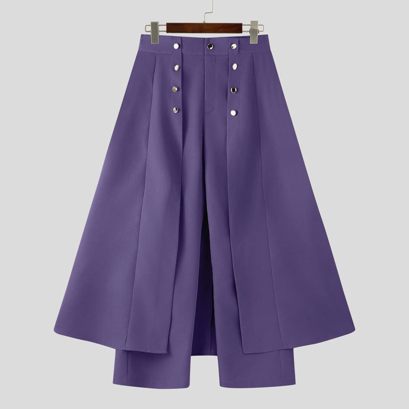 Damen nan taillenhoher ausgestellter Midi-Wickelrock mit innerer Culotte und Zierknopfleiste Drune
