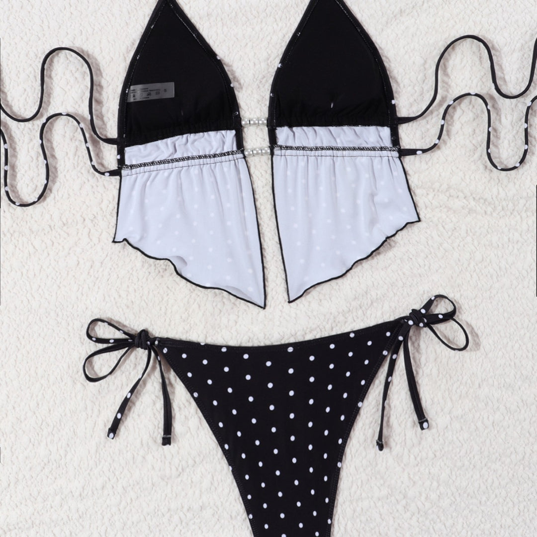 Damen Bikini-Set mit verspieltem Polka-Dot-Muster und verstellbaren Trägern Drune