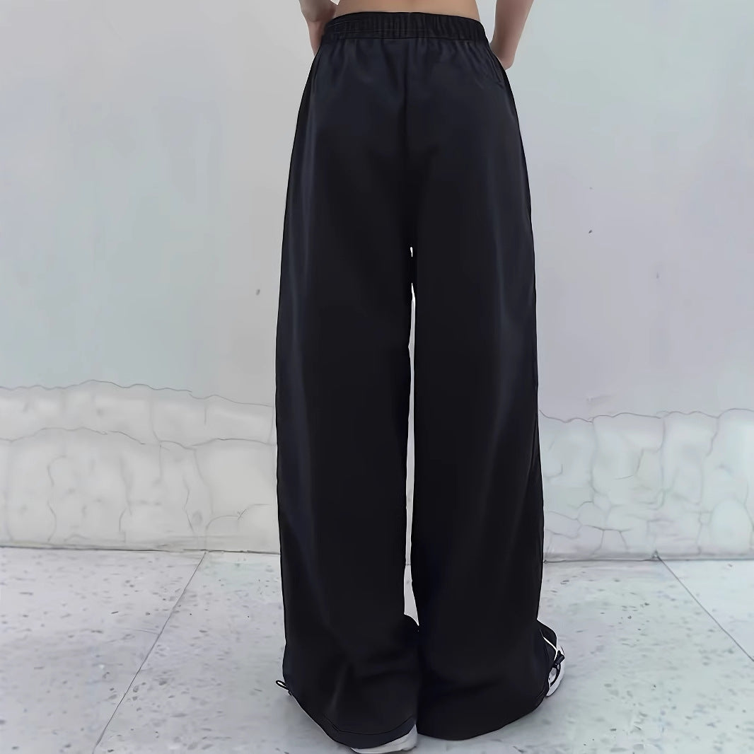 Damen Sportliche Weite Hose mit seitlichen Streifen und elastischem Bund Drune