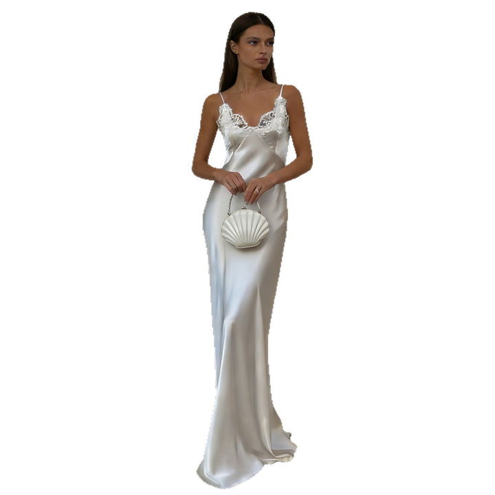 Damen Seidenkleid mit feinen Spitzenakzenten Drune