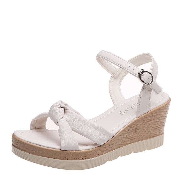 Damen Wedge-Sandalen mit elegantem Knoten-Design und verstellbarem Riemen Drune
