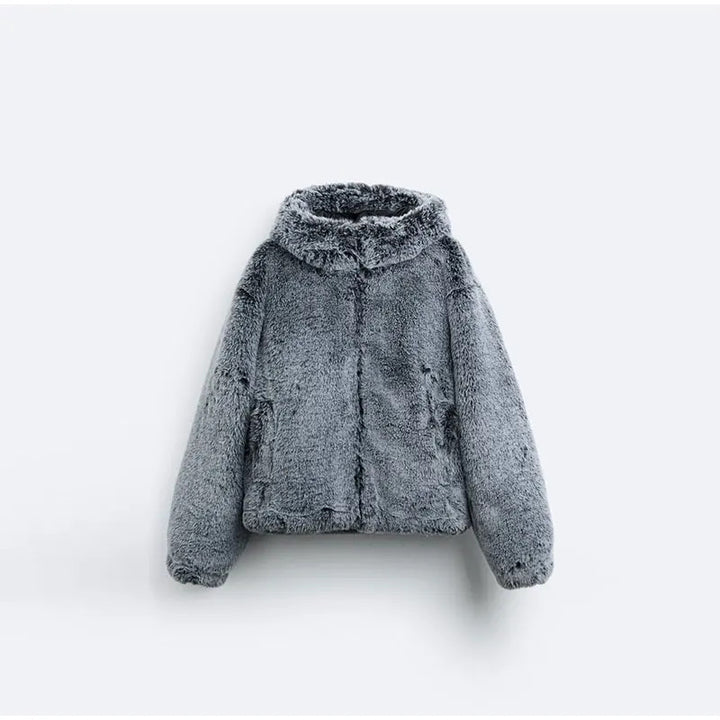 Damen Flauschige Kunstpelzjacke Drune