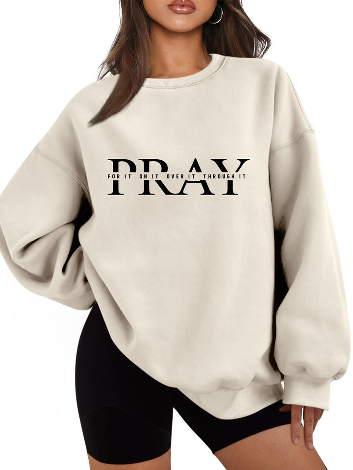 Damen Sweatshirt mit oversized Schnitt und inspirierendem Aufdruck Drune