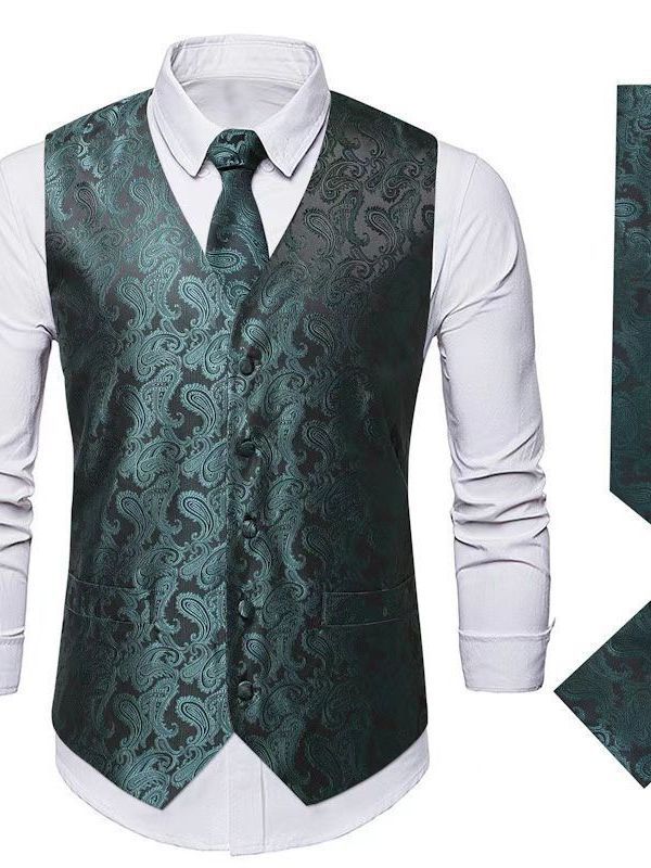 Herren elegantes Weste-Anzugset mit passendem Krawatte und Einstecktuch Drune