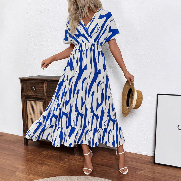 Damen Maxi-Kleid mit fließendem Schnitt und modischem Wickeldesign Drune