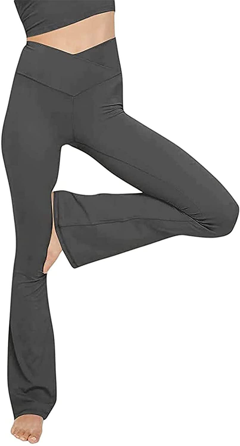 Damen Bootcut Yoga-Hose aus elastischem Material mit hohem Bund Drune