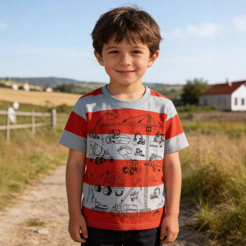 Jungen T-Shirt mit buntem Baustellenfahrzeug-Motiv Drune