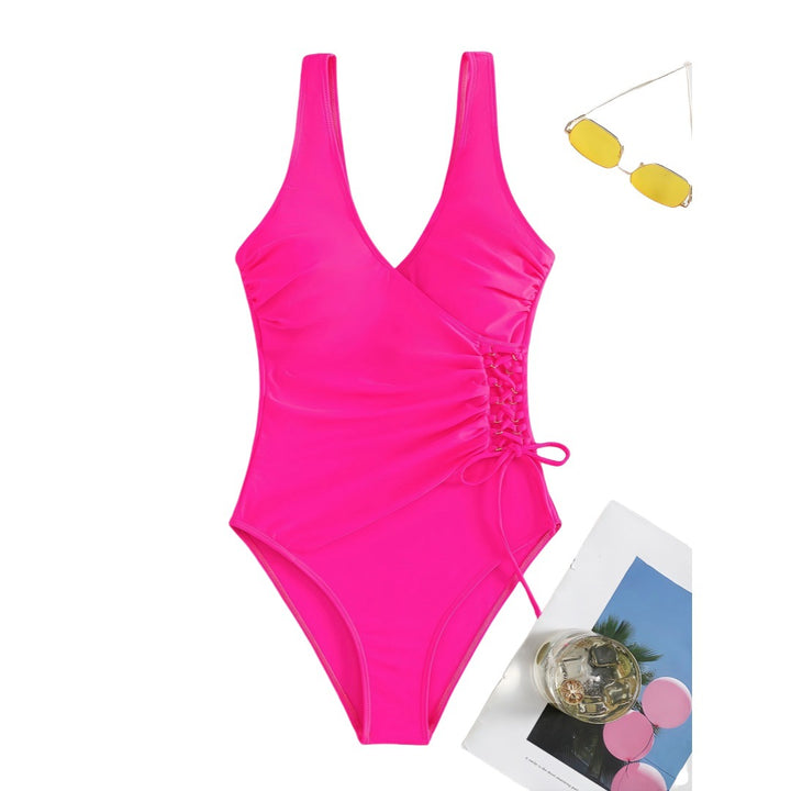 Damen Einteiliger Badeanzug mit raffiniertem Wickeldesign Drune