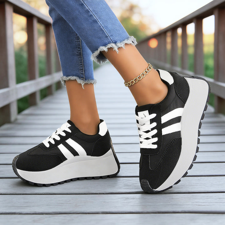Damen nan Plateau-Chunky-Sneaker mit verstärkter Zehenkappe, profilierter Gummilaufsohle und stoßdämpfender EVA-Zwischensohle Drune