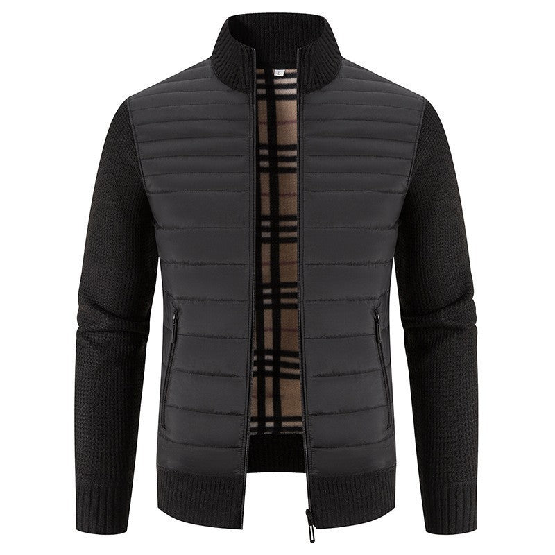 Herren Steppjacke mit modernem Strickärmeln und hohem Kragen Drune