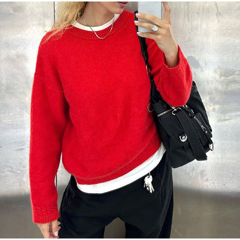 Damen entspannter Strickpullover mit lässigem Schnitt und weichen Materialien Drune
