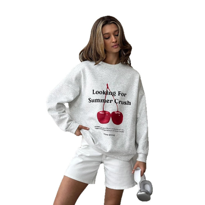 Damen lässiger Sweatshirt mit überschnittenen Schultern und weichem Innenfutter Drune