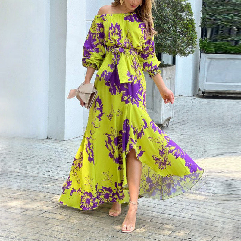 Damen Maxikleid mit raffiniertem schulterfreiem Design und Taillierung Drune