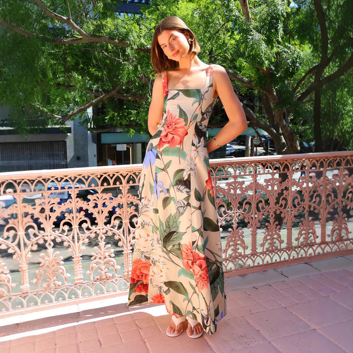 Damen Maxikleid mit floralen Mustern Drune