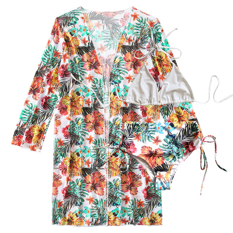 Damen Hochtaillierter Bikini mit floralem Cover-Up Drune