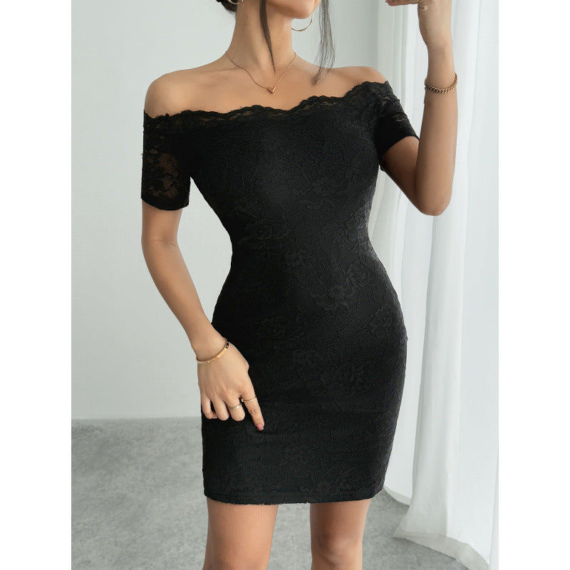 Damen Off-Shoulder Spitzenkleid Drune