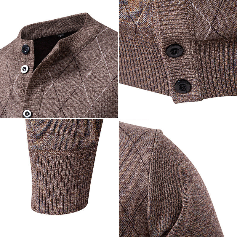 Herren Strickjacke mit modernen Rautenmustern und praktischen Taschen Drune