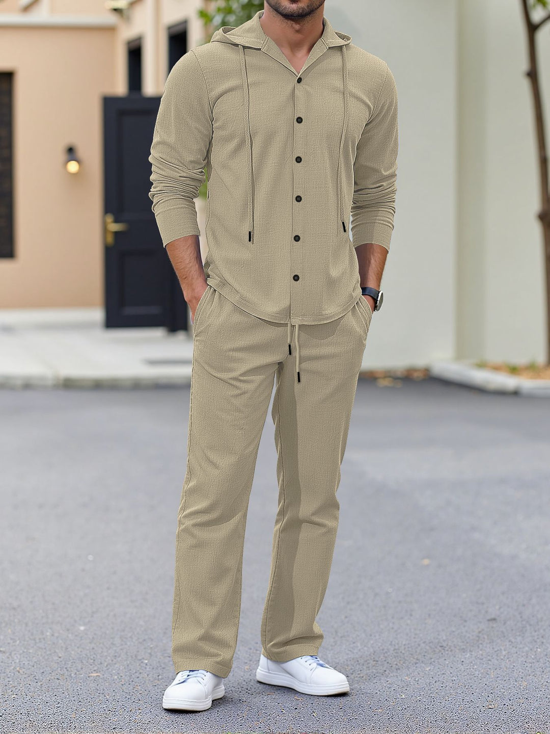 Herren lässiges Kapuzenshirt mit praktischen Taschen und Jogginghose Drune