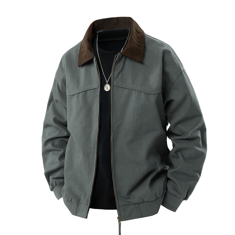 Herren leichte Utility-Jacke mit Stehkragen und praktischen Taschen Drune