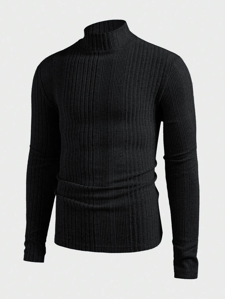Herren Strickpullover mit hohem Kragen und Rippstruktur Drune