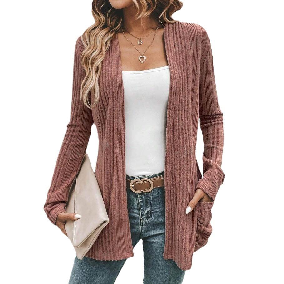 Damen Strickjacke mit offenem Design und praktischen Taschen Drune