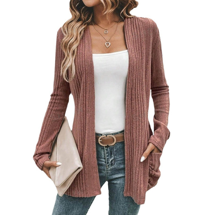 Damen Strickjacke mit offenem Design und praktischen Taschen Drune