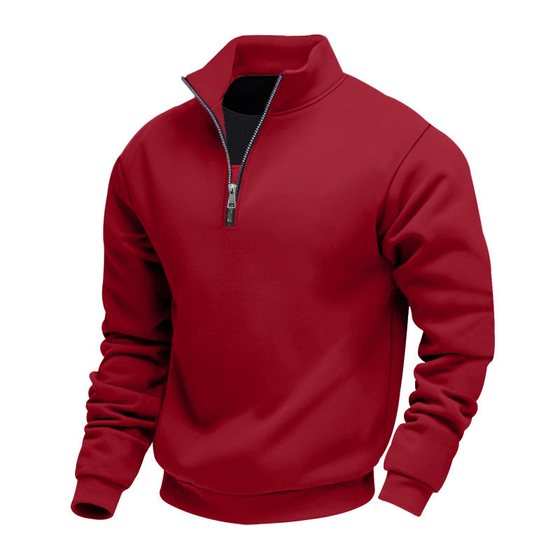Herren lässiger Stehkragenpullover mit funktionalem Reißverschluss Drune