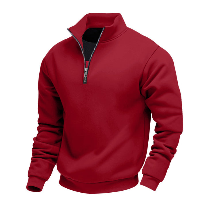 Herren lässiger Stehkragenpullover mit funktionalem Reißverschluss Drune