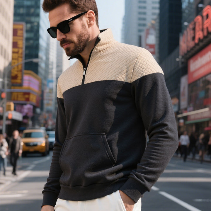 Herren modischer Sweatshirt mit hohem Kragen und zwei Taschen Drune