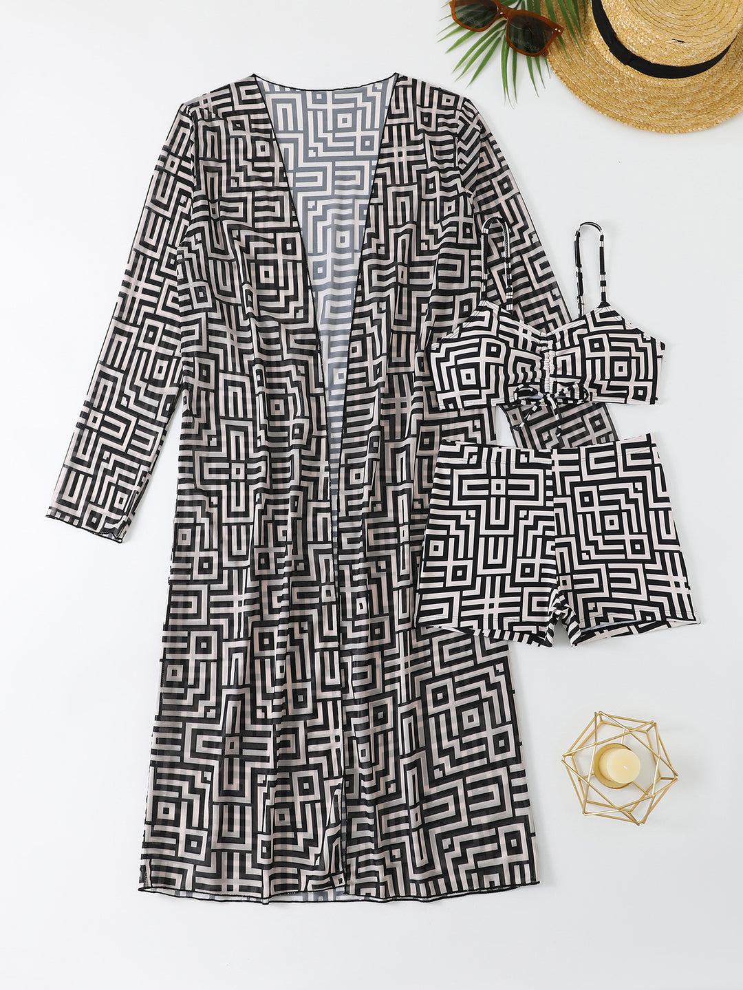 Damen Strandoveralls mit modernem geometrischem Muster Drune