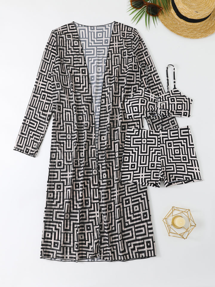 Damen Strandoveralls mit modernem geometrischem Muster Drune