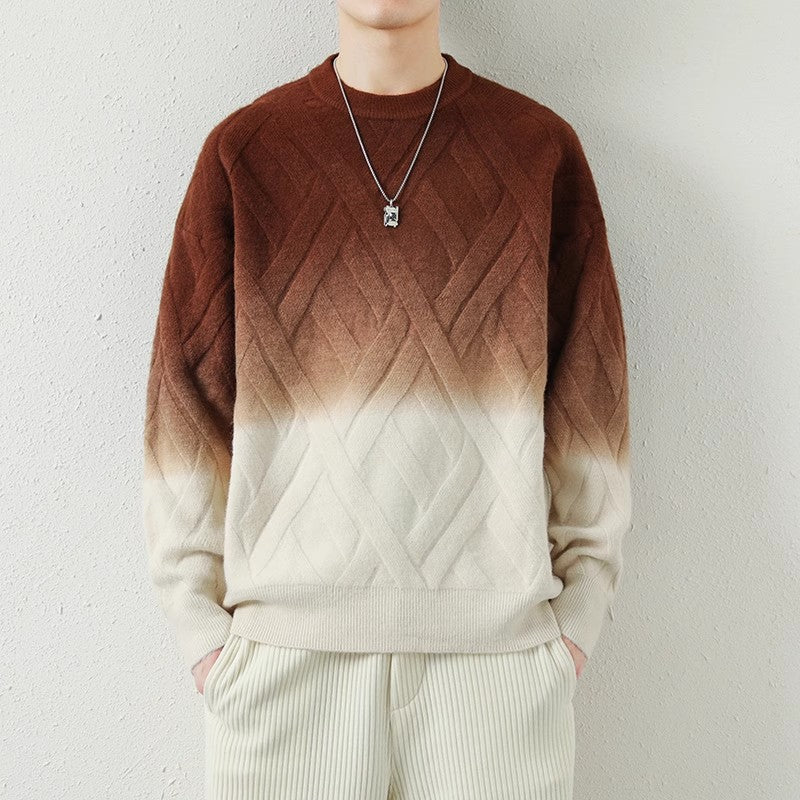 Herren Gemusterter Strickpullover mit modischem Farbverlauf Drune