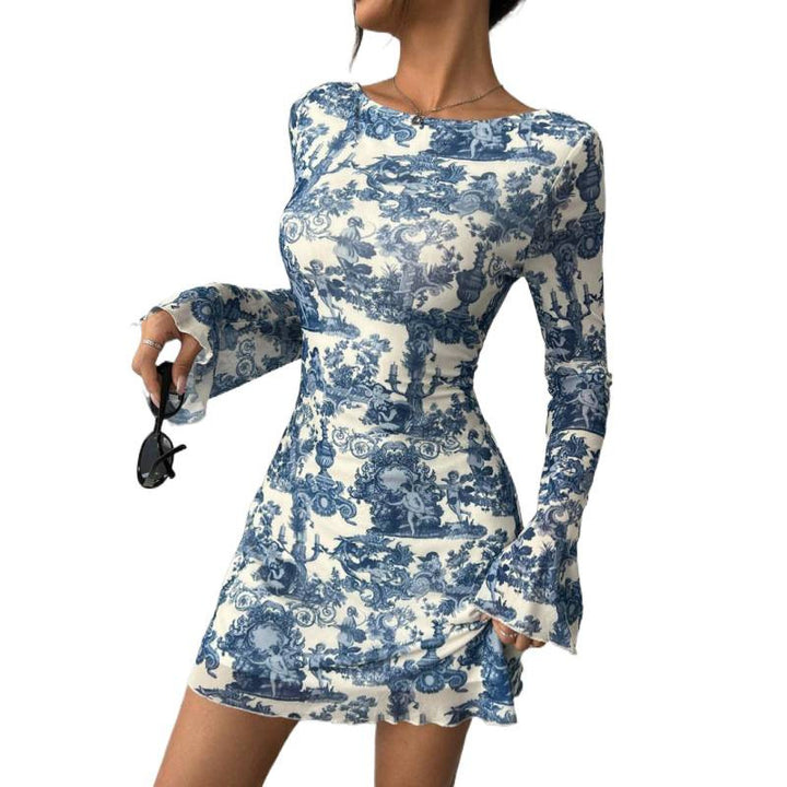 Damen Minikleid mit tiefem Rückenausschnitt und floralem Druck Drune