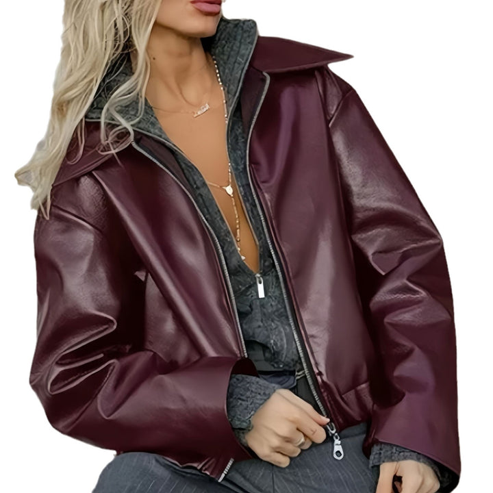 Damen Übergroße Lederjacke Drune