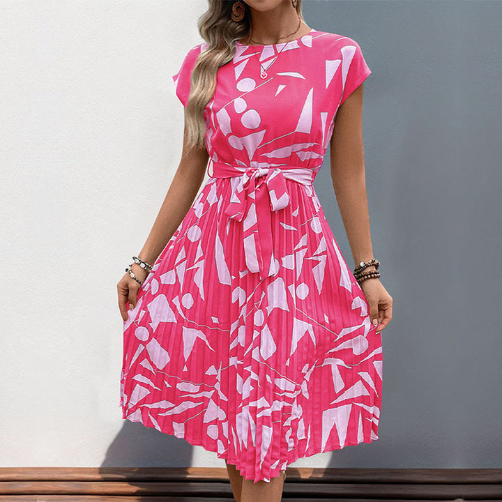 Damen Midikleid mit angesagtem geometrischem Mustermix und taillierbarem Gürtel Drune