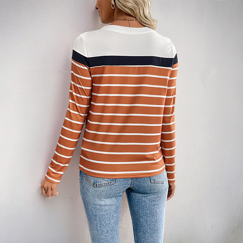 Damen Langarmshirt mit kontrastierendem Streifenmuster und lässigem Schnitt Drune