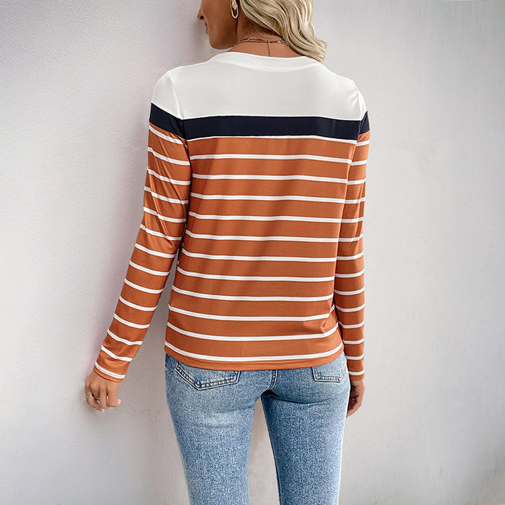 Damen Langarmshirt mit kontrastierendem Streifenmuster und lässigem Schnitt Drune