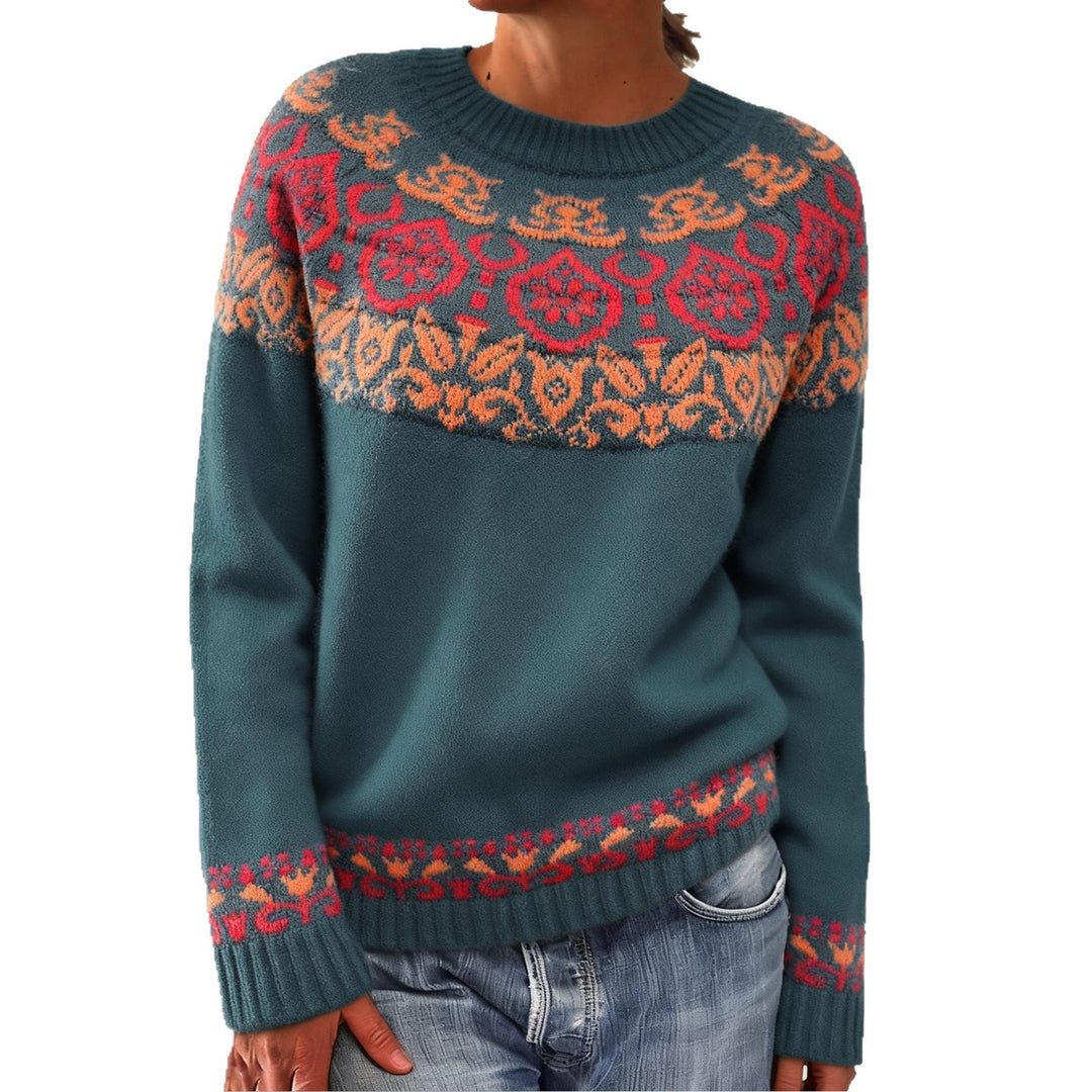 Damen nan Norwegerpullover aus Wollmix mit Rundhalsausschnitt und traditionellem Fair-Isle-Yoke Drune