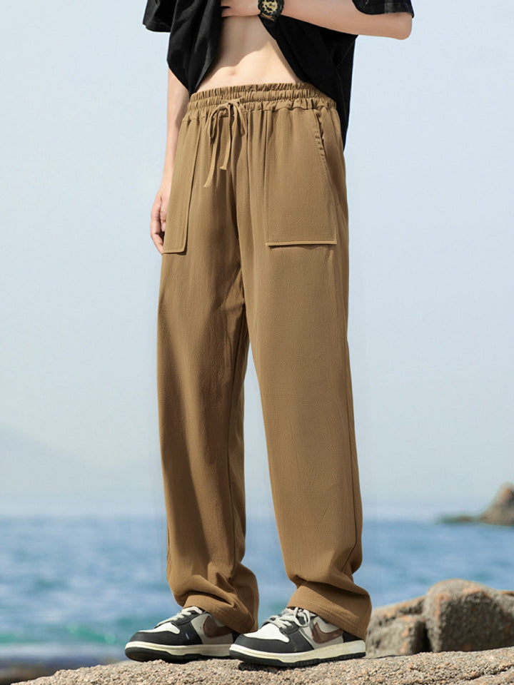 Herren Sportliche Freizeithose mit seitlichen Taschen und elastischem Bund Drune